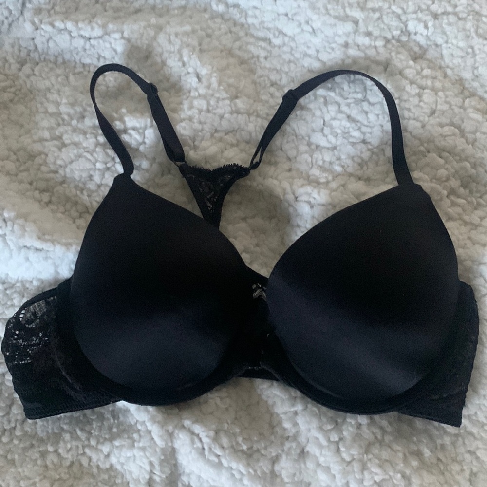 Black racer back front hook 36B